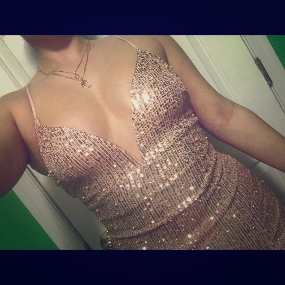 Rose gold sequin dress